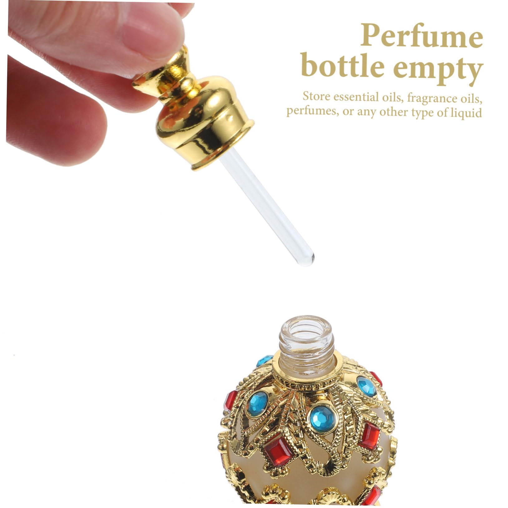 minkissy 4stücke Nachfüllbare Parfümflaschen Aus Kristallglas Vintage Parfümflasche Mit Goldener Kugel Und Blauer Farbsteinflasche Für Reisen Und Ätherische Öle