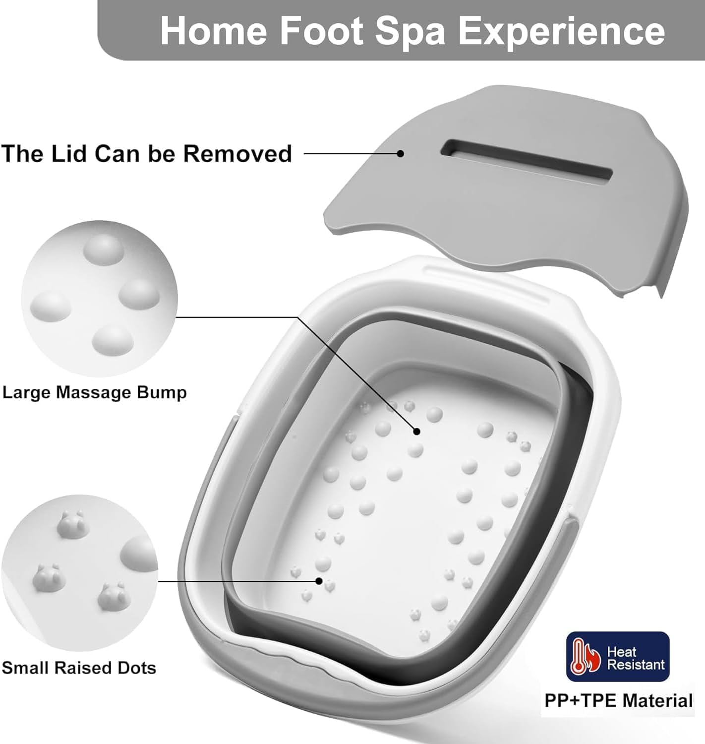 KANVIPRIYA Collapsible Foot Bath Soak Tub for Soaking Feet, Foot Massager Bucket with Massage Acupoints,Foot Soaking Tub with Phone Placement Slot, Multi-function Collapsible Bucket 3