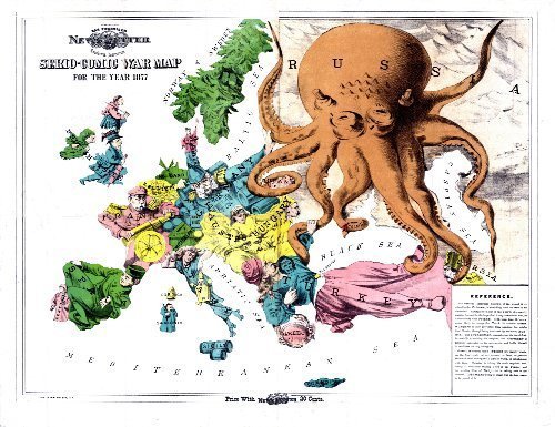 16x11 inch Reproduction Antique Map of Europe, by Fred Rose, Serio-Comic War Map, Colour Map