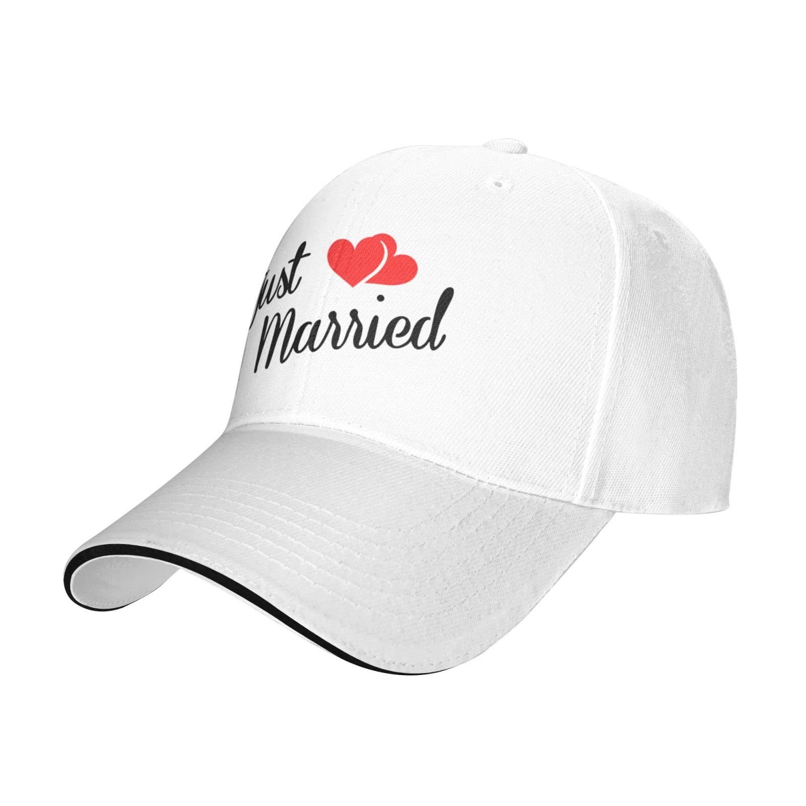 KWQDOZF Just Married Love Adjustable Sandwich Bill Hat Baseball Cap Trucker Cap for Men and Women White