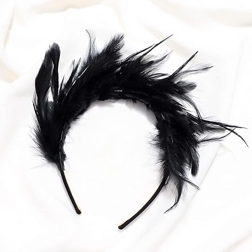 Miniatura 6 de GENBREE Diadema de plumas para tocado de los años 20 de Gatsby con plumas, tocado de plumas para disfraz, fiesta, cóctel, accesorios para el cabello