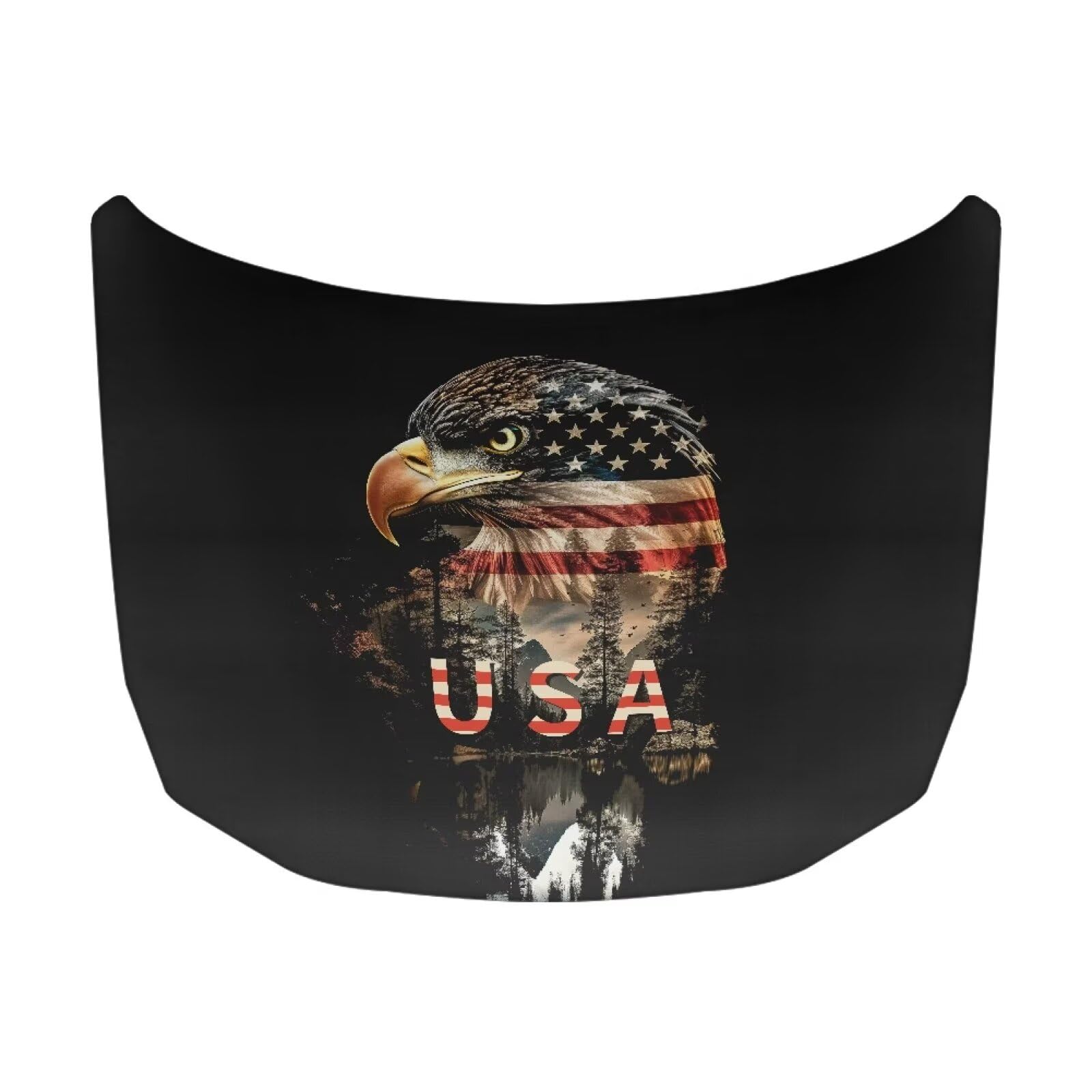 USA Eagle Car Hood Cover Stretchable Polyester,Engine Cover，Elastic Fabrics Can be Washed,Car Bonnet All-Season Protection