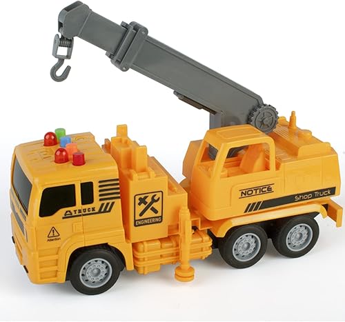 Ukola Juguete preescolar de 9 pulgadas para niños pequeños a partir de 3 años camión de construcción camión de grúa amarilla modelo de juguete para