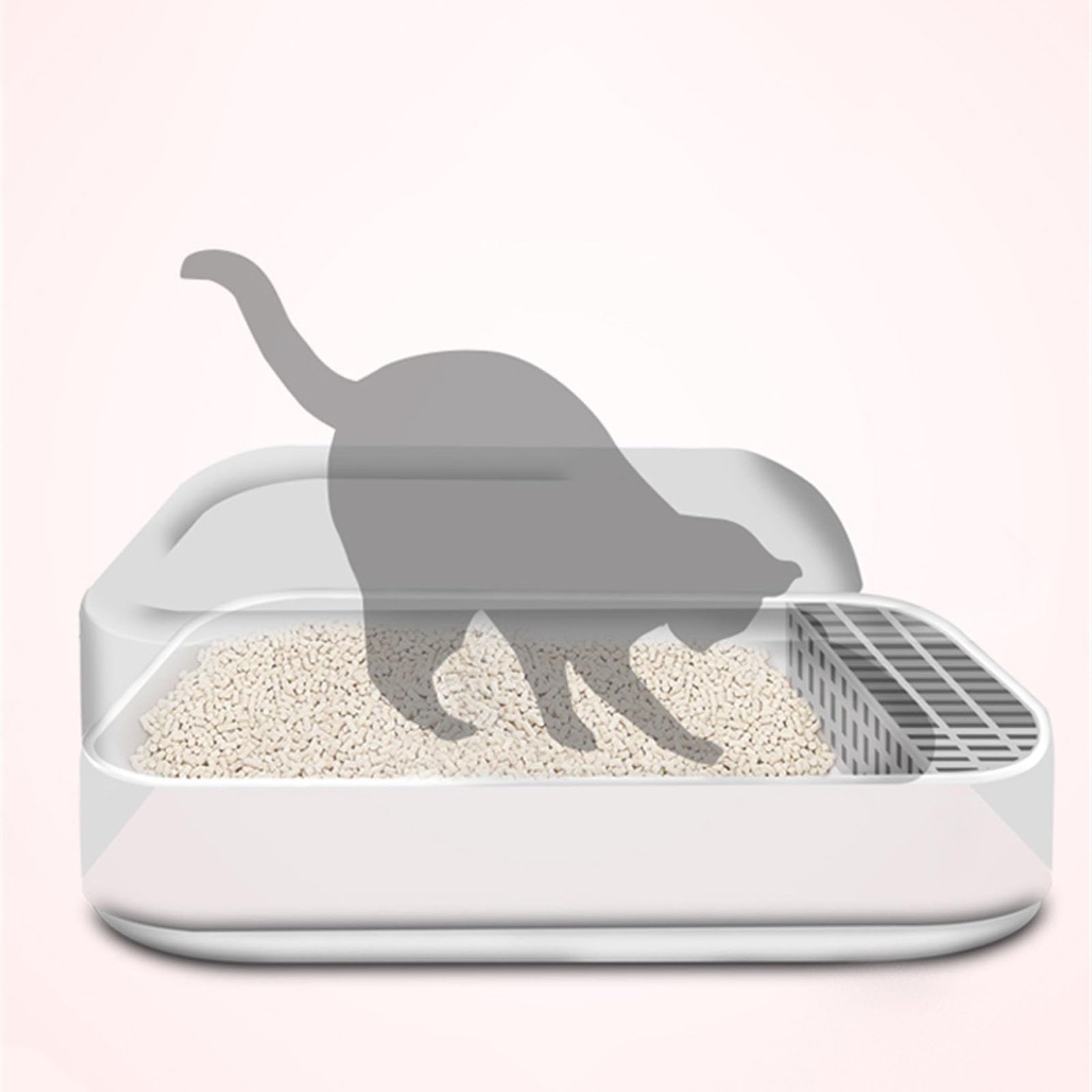Exclusivo para Gatos y Perros Caja de Arena Grande con Lados Altos, Caja for Gatos Abierta Pala, estándar Duradera, Montaje sin Herramientas, for Varios para Interiores(L)