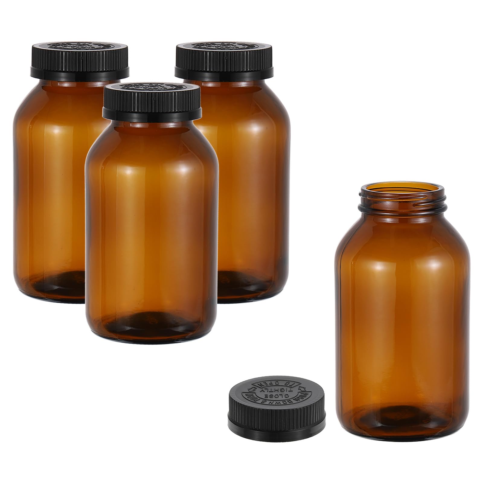 PATIKIL 4Pezzi Bottiglie In Vetro Confezionatrici 17oz/500ml Nero Ambra