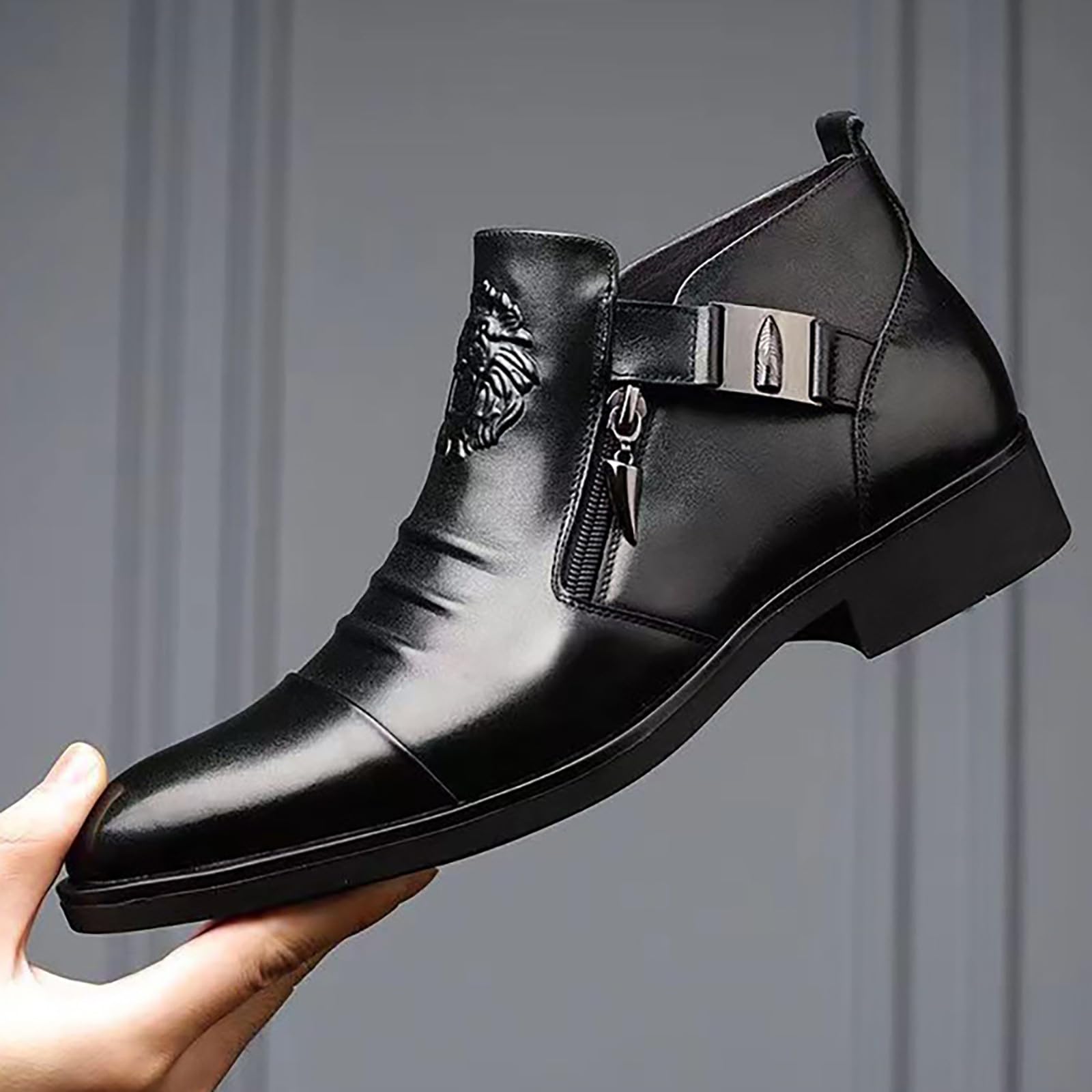 Generisch Scarpe da ballo da uomo nere scarpe da ballo scarpe di vernice con tacco basso eleganti scarpe in pelle scarpe da ballo scarpe basse Rockabilly scarpe da lavoro