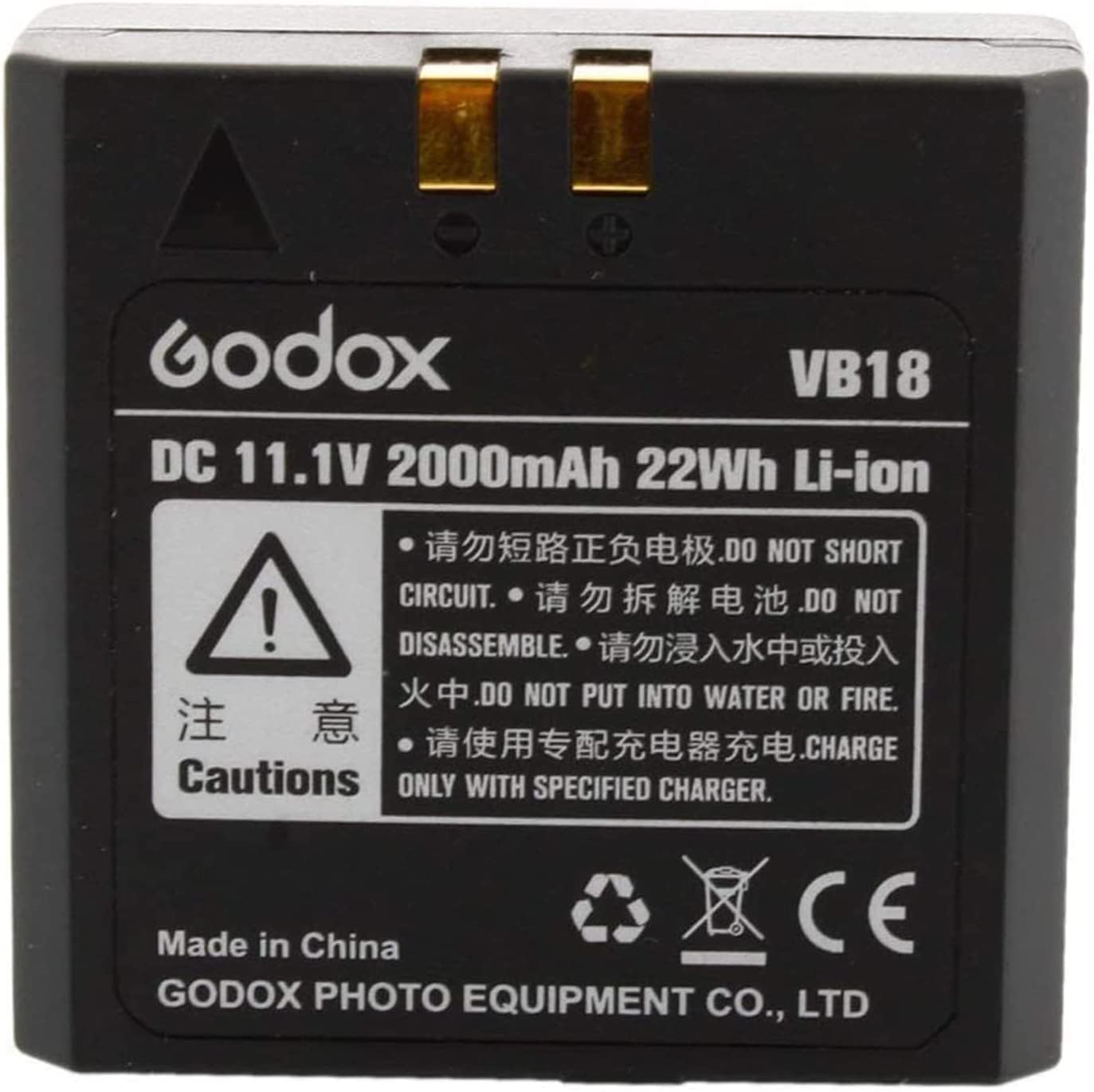 Godox VB18 Batterie de rechange au lithium CC 11,1 V 2000 mAh pour flash Speedlite GODOX V860IIS V860IIC V860IIN V860IIF V850