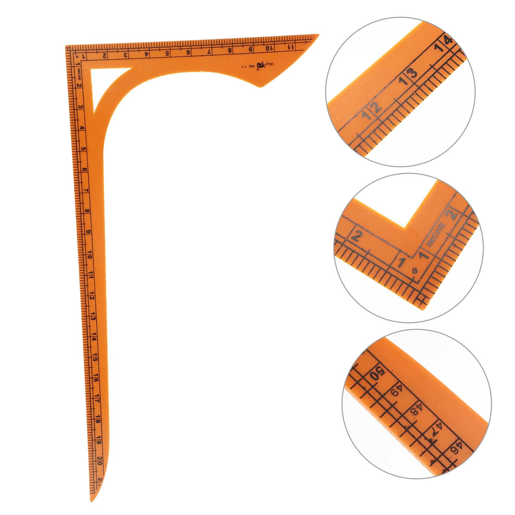L-förmiges Patchwork Lineal für Nähen und Kleidung, Orange