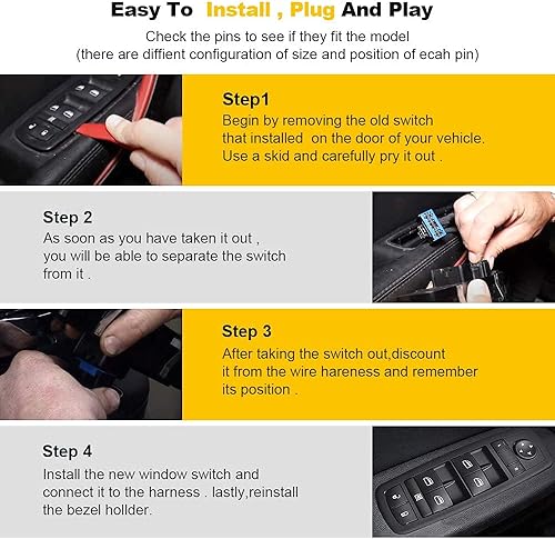 Miniatura 6 de Interruptor de elevalunas eléctrico del lado del conductor, interruptor de control maestro para Ford 2001-2003 Explorer Sport Trac Reemplazar