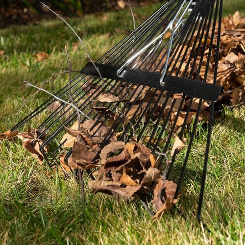 22-Inch Handle Leaf Rake - Ergonomic Yard Rake for Easy Leaf Collection - Lightweight Yet Durable for Lawn Garden & Yard Cleanup