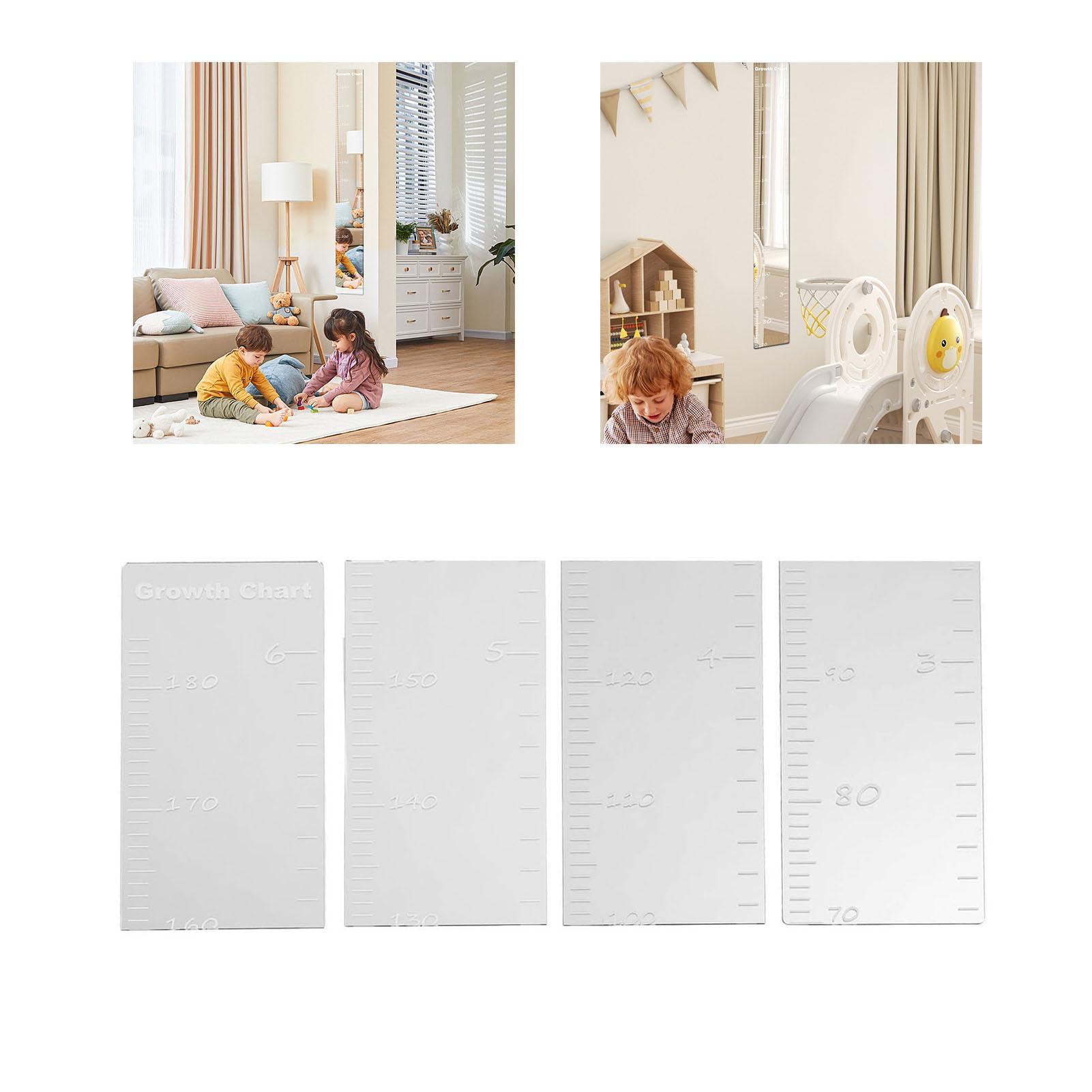 BYERZ Spiegel für Höhenlineal, Wandaufkleber aus Acryl, bruchsicher, Spiegel für Wachstumsdiagramm für Kinder, einfache Installation für Kinderzimmer
