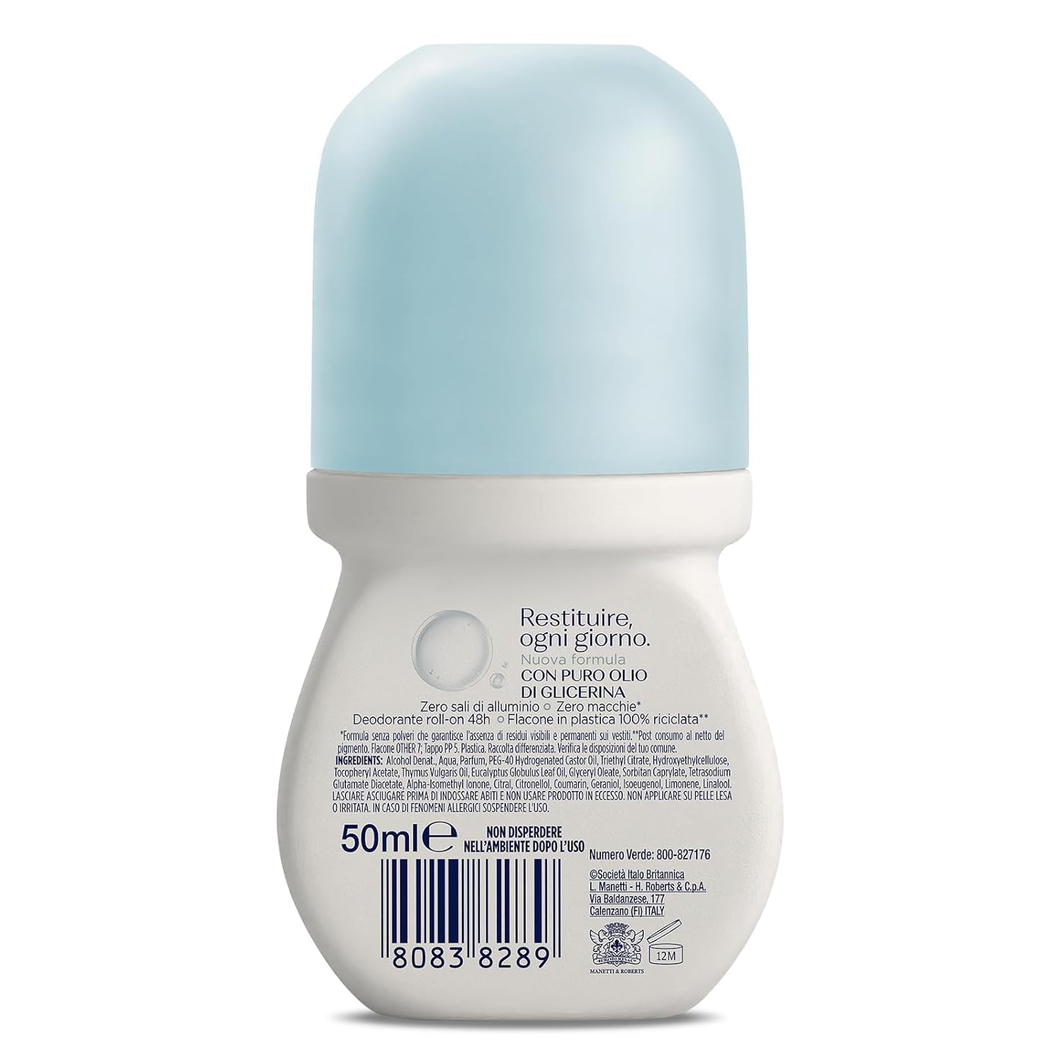 12x Neutro Roberts Fresco Classico Deo Roll-On, 50 ml, ohne Aluminiumsalze, mit reinem Glycerinöl, 48h Schutz,+ Italy Shop Service Kostenloser Schlüsselanhänger