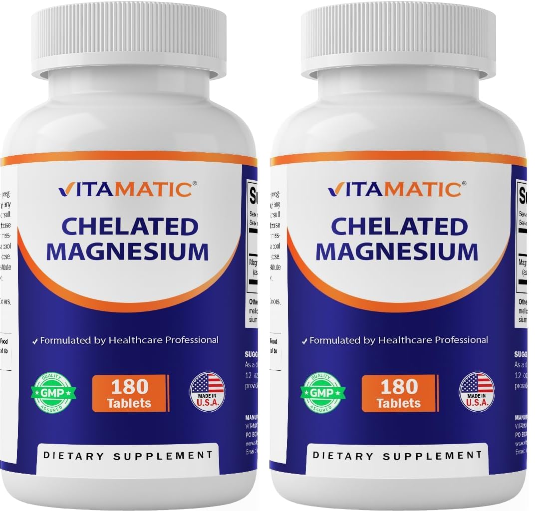 Vitamatic Chelated Magnesium 300 mg per Tablet, 180 Tablets, Made in USA — Amazon image 10