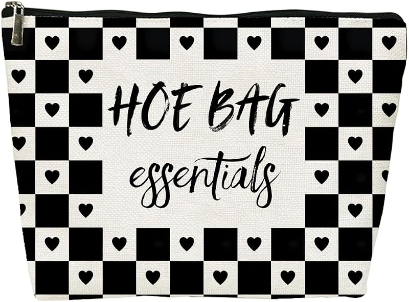 Necessaire de maquiagem Nihilform xadrez com estampa “Hot Bag Essentials”, 25,4 x 17,78 x 0,76 cm