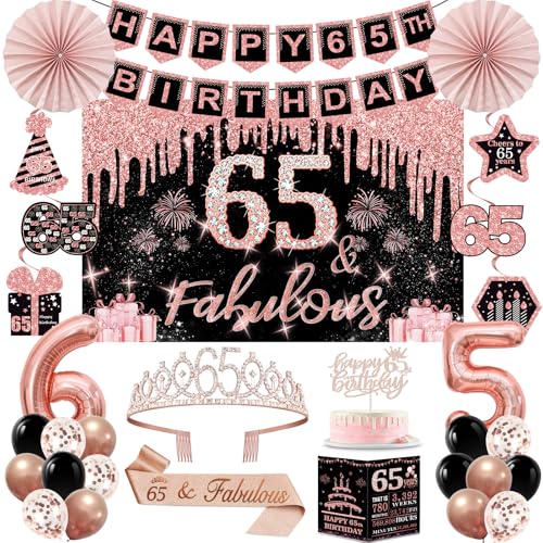 65th Birthday Decorations for Women 32PCS 65th Birthday Party Decorations