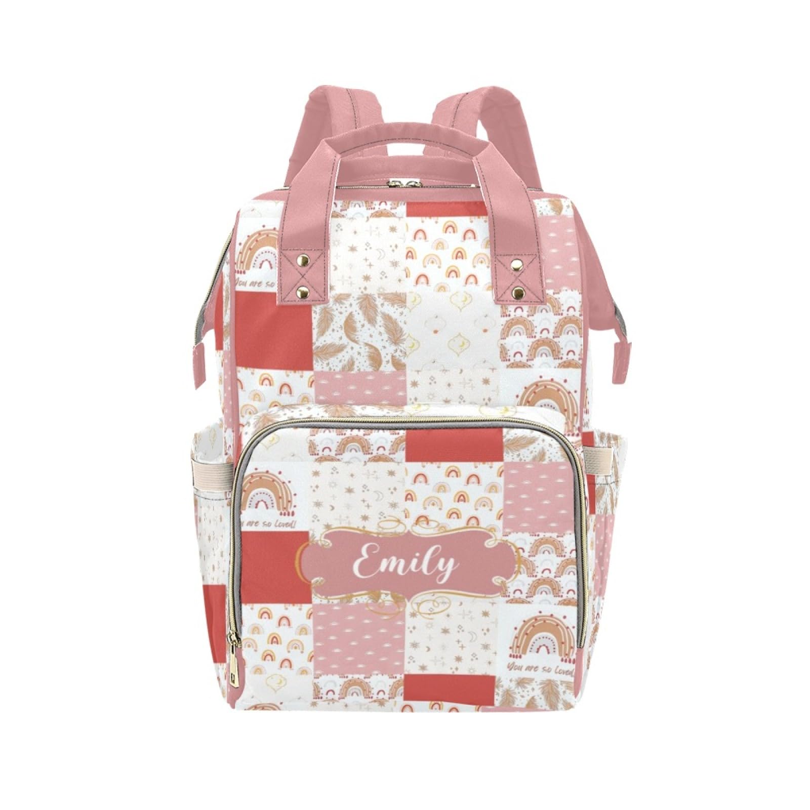 Noverbibi Custom Diaper Bag for baby Customized Colorful Rainbow Baby Bag Personalized Nursing Bags with Name Custom Name Mommy Daypack Bag Tote Bag