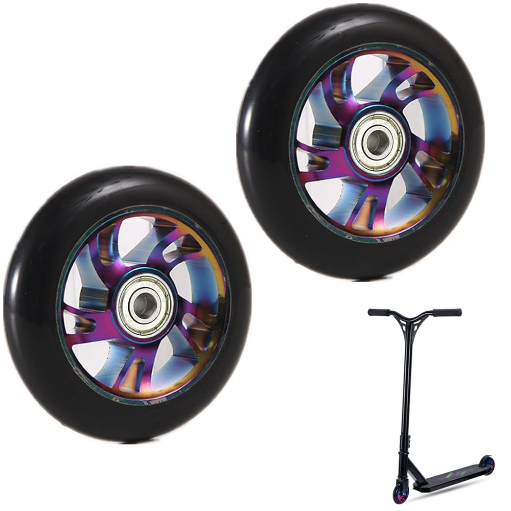 DBREAKS 2 Ruedas De Repuesto Para Patinete Scooter – 100mm Con Rodamientos ABEC-9 Y Buje De Aleación – Ruedas Silenciosas Y Antidesgaste (Negro)