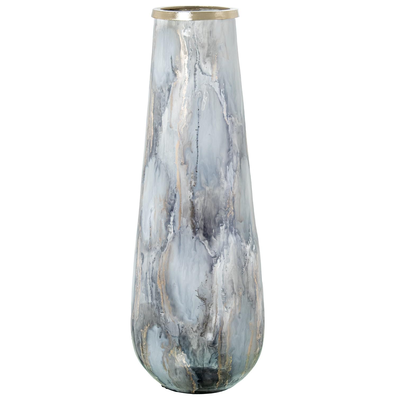Vase de sol en verre design biseauté blanc noir or 71 cm pour grand salon