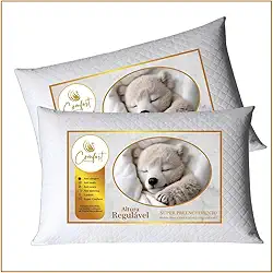 Kit 2 Travesseiros Lavável Fibra Importada Premium Antialérgica Altura Regulável