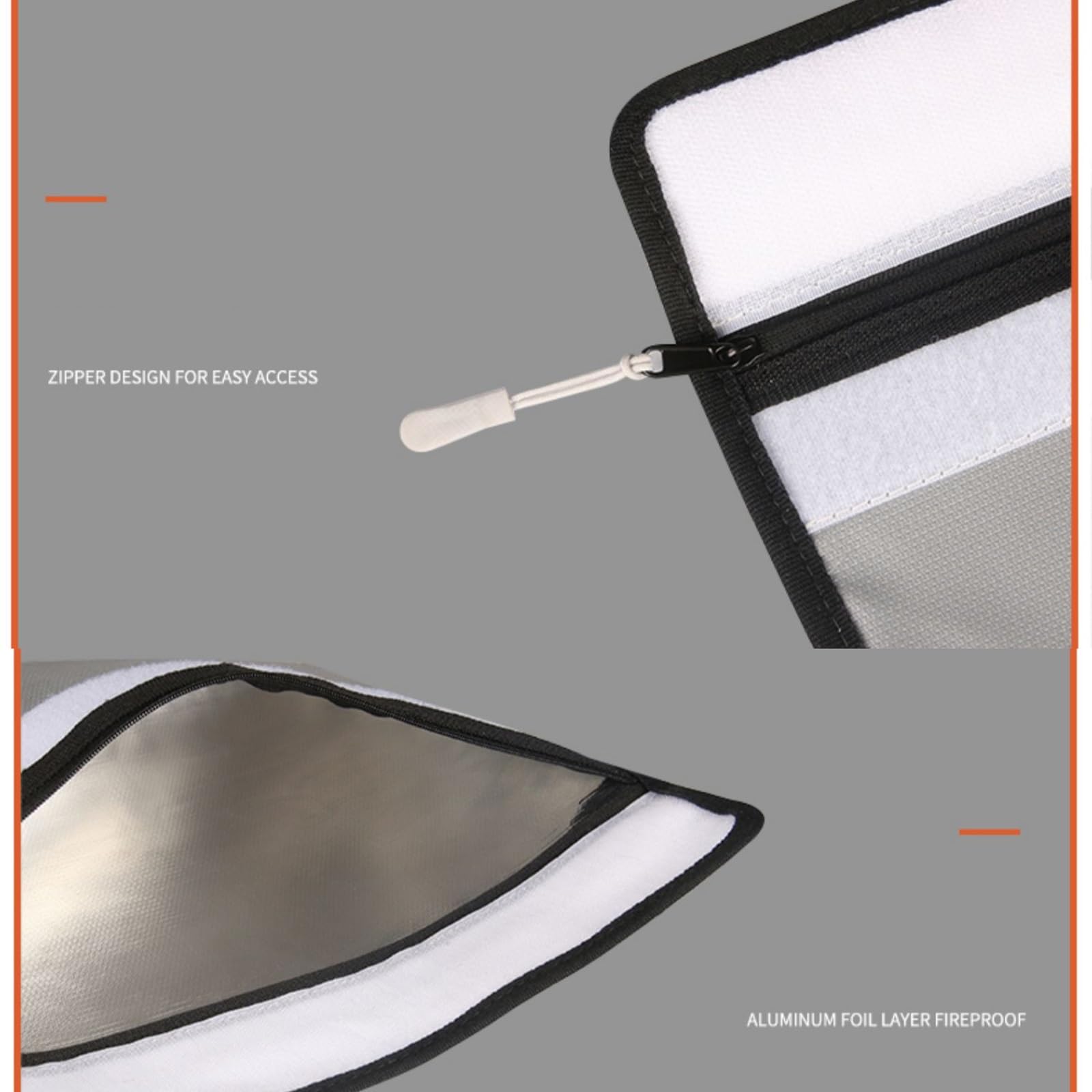 Borsa Ignifuga Cartella Ignifuga Impermeabile Fuoco Custodia Sicura Portadocumenti con Cerniera Borsa Protettiva per Contanti per Oggetti di Valore(A,33 * 26 * 5cm)