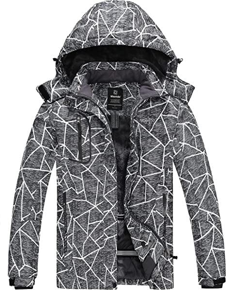 Wantdo Giacca da Sci Montagna Invernale Parka da Neve Caldo con Cappuccio Cappotto da Snowboard Giubbotto da Escursionismo Impermeabile Donna