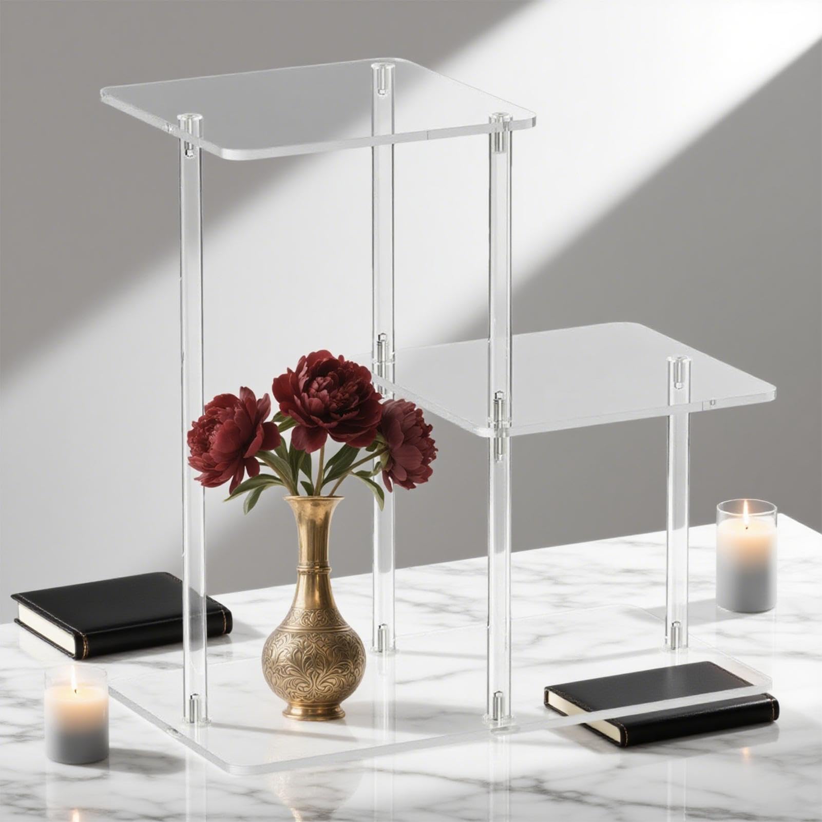 Acryl-Nachttisch Transparente Möbel, Wohndeko, Raumdeko- | 3-Stöckiger Klarer Beistelltisch Und Nachttisch Für Wohnzimmer, Schlafzimmer, Badezimmer, Büro, Eingang,