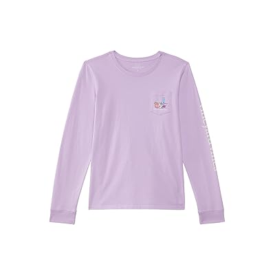 Vineyard Vines Ski Whale Long Sleeve Pocket T Shirts (Toddler/Little Kid/Big Kid) Women