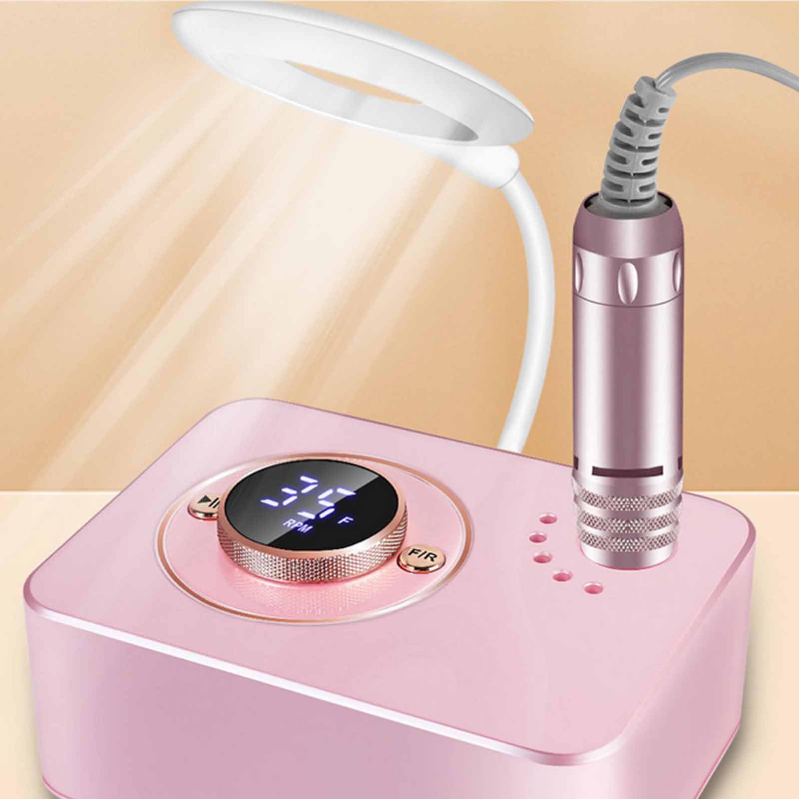 Stal nierdzewna nierdzewna maszyna do paznokci, przenośne żelowe pliki do paznokci są dostarczane z USB LED Light 5 Gniazdek szlifowania Usuń martwą skórę, złuszczanie
