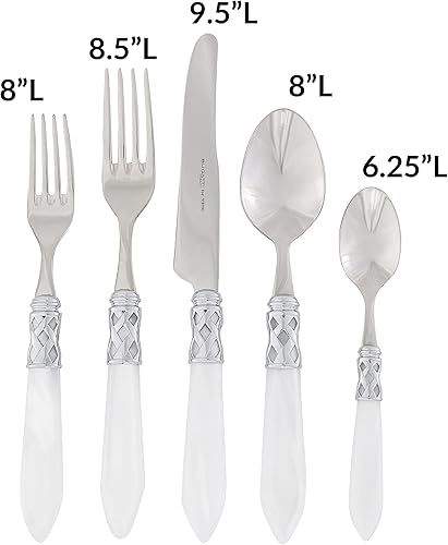 Miniatura 2 de Vietri Aladdin - Cubertería italiana de acero inoxidable 1810 con acabado brillante que incluye cuchillo de colocar, tenedor, cuchara, cucharadita y