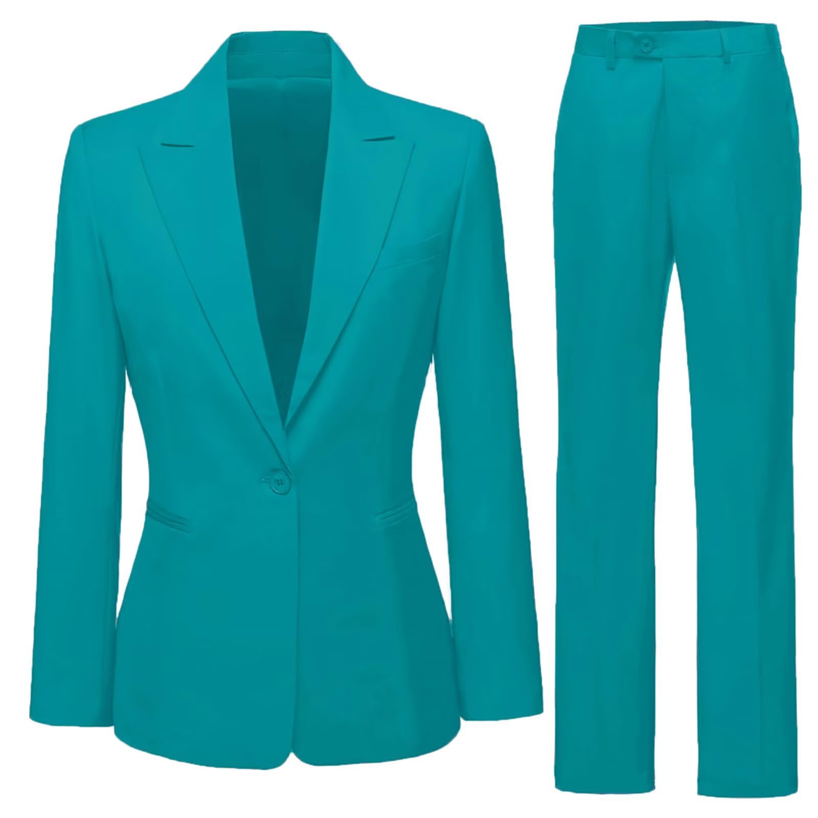 Womens 2 Piece Office Lady Business Suit Set Slim Fit Blazer Pant One Button Pant Suits Set for