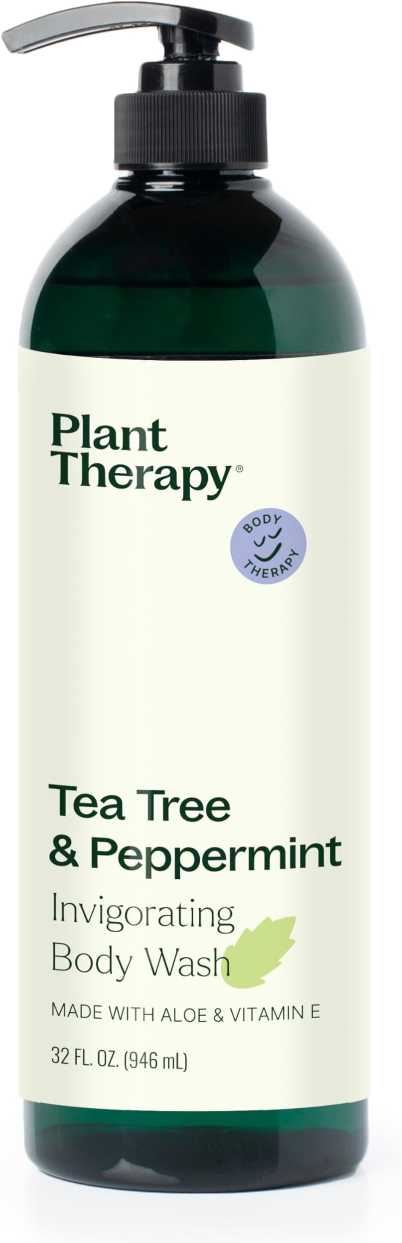 Tea Tree and Peppermint Essential Oil Natural Body Wash with Pump 32 oz For all Skin Types, Sulfate Free Body Wash, For Men or Women