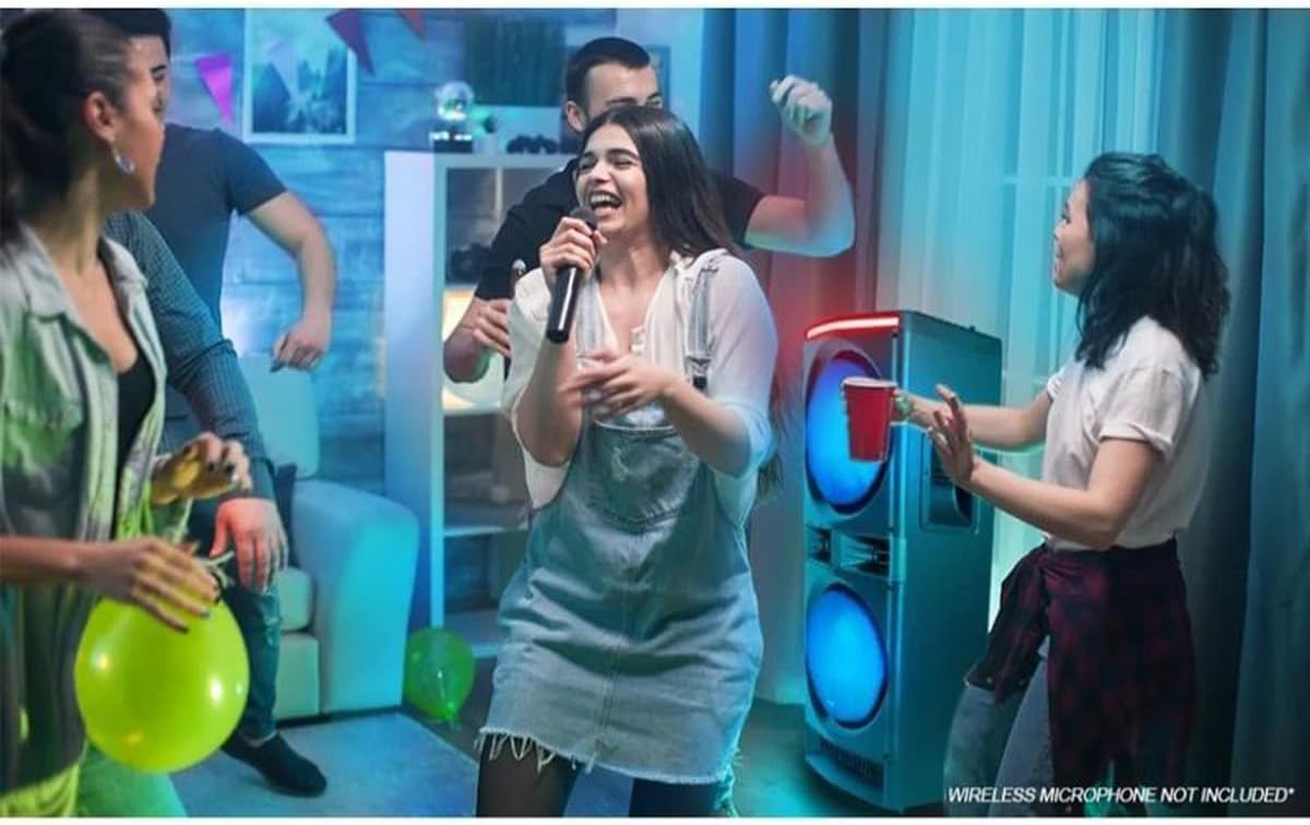 Gemini 6000W Peak Power Bluetooth Karaoke Party Speaker System with Dual 12" Woofers, LED Lights, Mic, Guitar Input, DJ Effects, USB Recording & Remote Control (GPK-1200) - Image 6