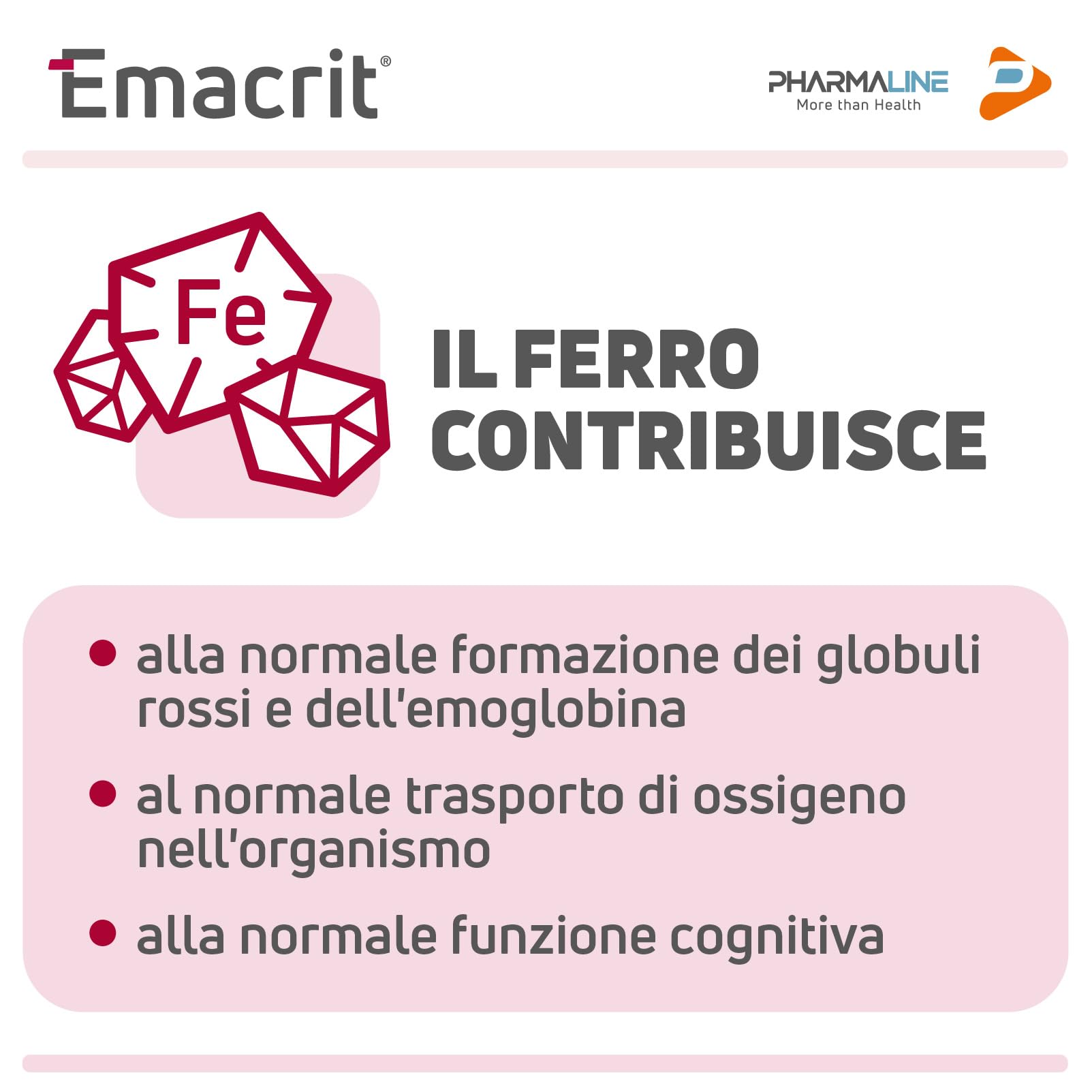 Pharma Line EMACRIT Stick – Integratore Alimentare di Ferro con Acido Folico, Vitamine C, B6 e B12 ad Alta Assimilabilità, 30 Stick Pack Orosolubili