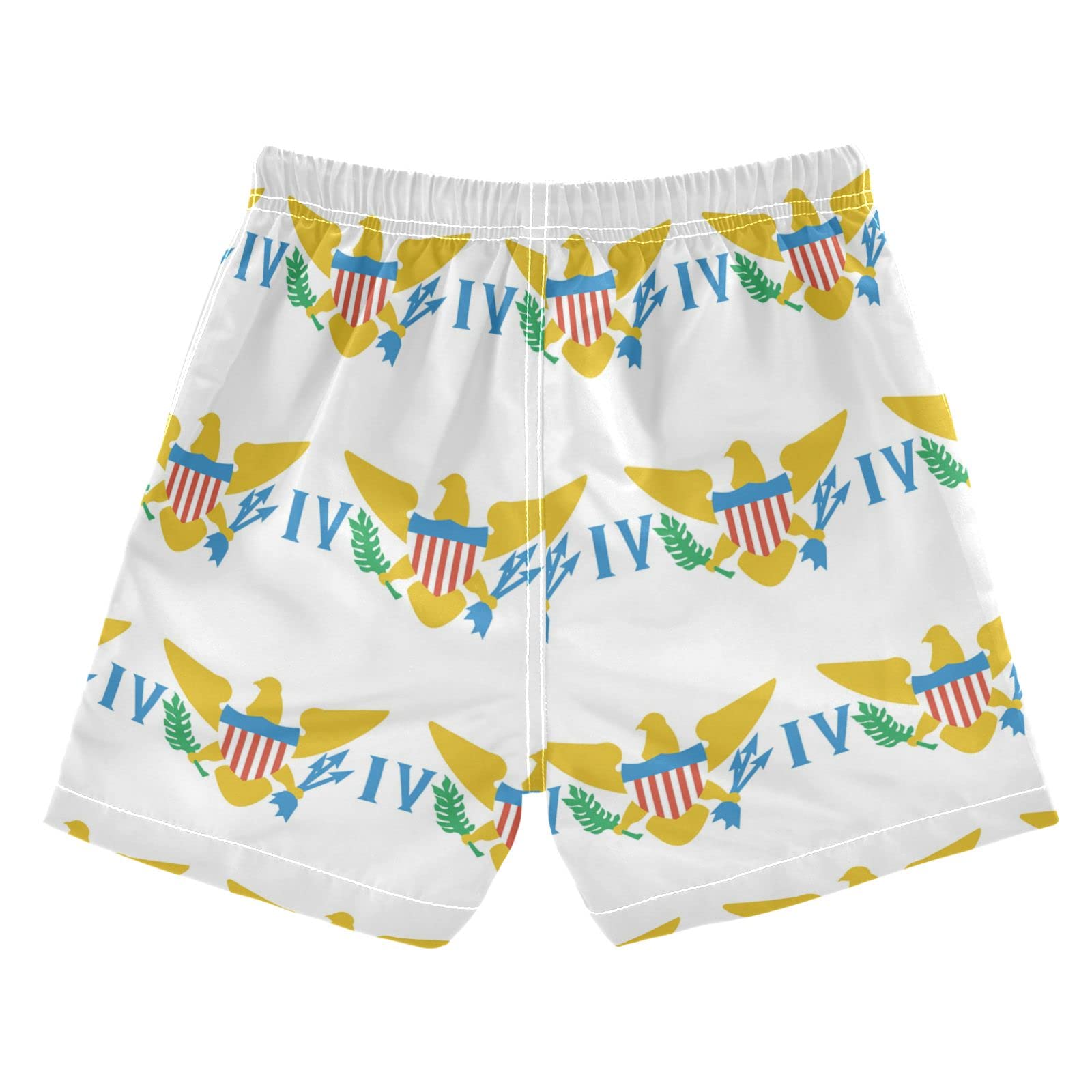 Vnurnrn Virgin Islands Us Flag Boys' Quick Dry Swim Board Shorts Toddler Swim Trunk White