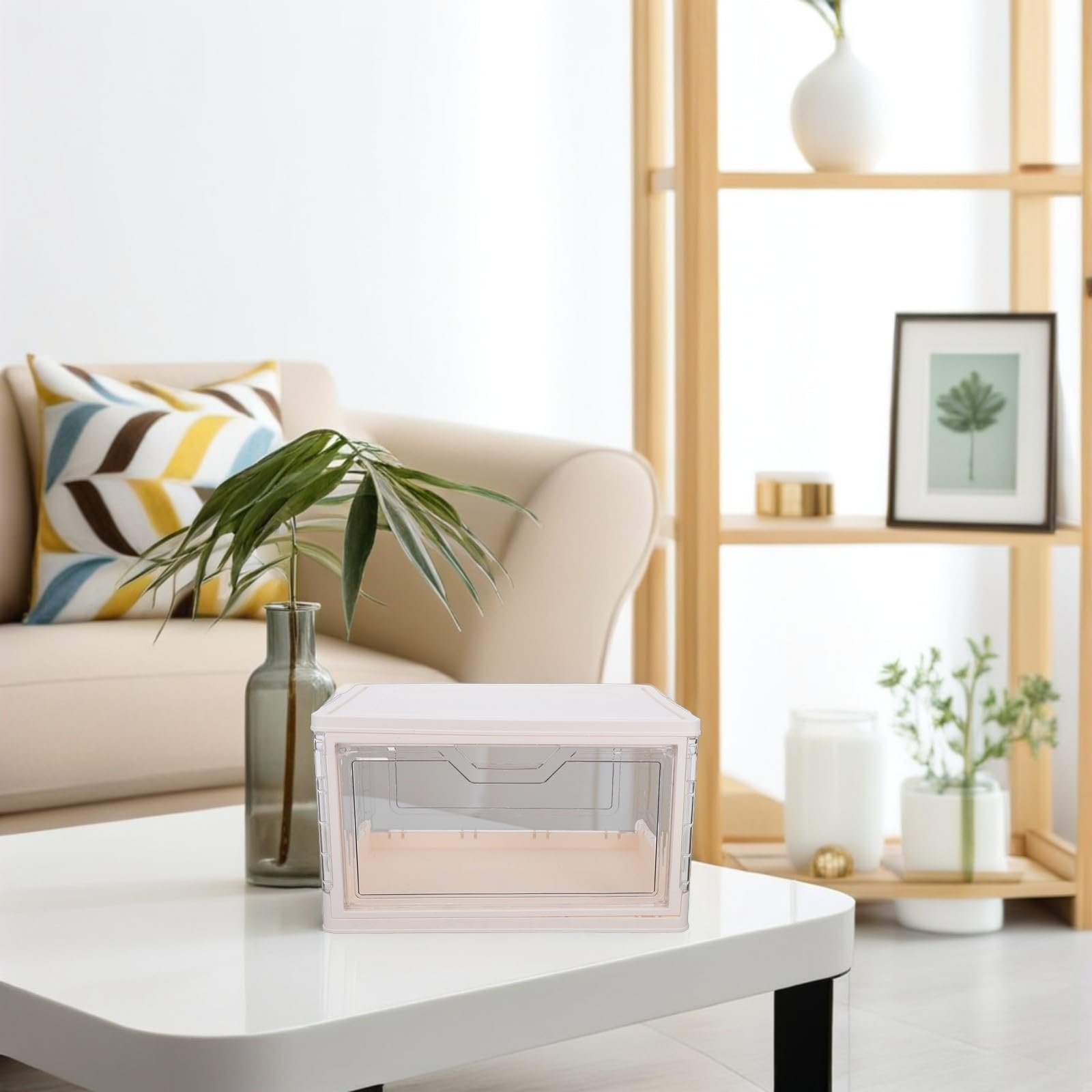 Transparente Stapelbare Aufbewahrungsbox aus Kunststoff mit Magnetischer Fronttür und Deckel Platzsparendes Design für Zuhause und Autokofferraum