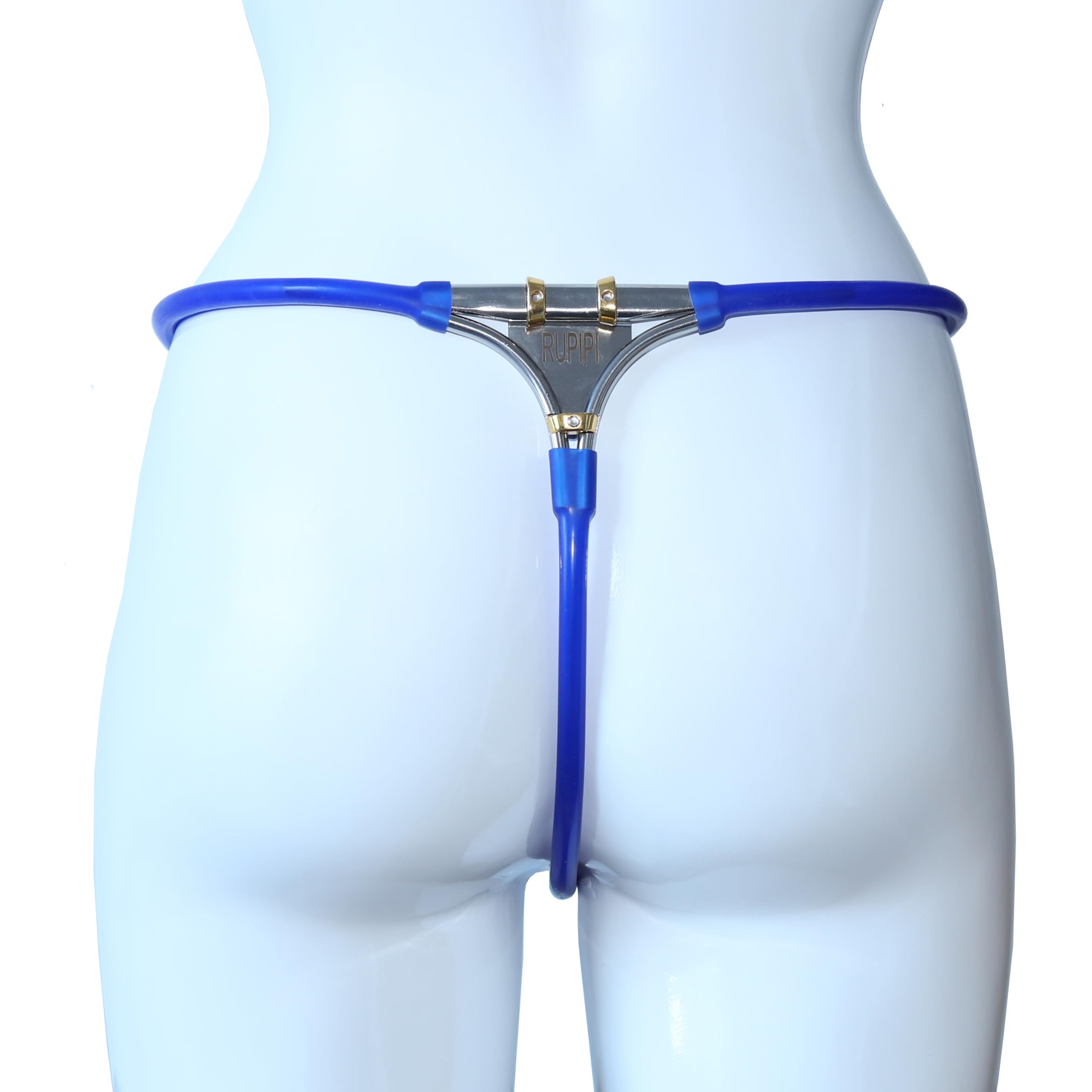 Female Strict Chastity Belt Underwear Unnoticeable Chastity Belt with Anal Plug Women Panties Chasity Female Bandage (Black, Small): Large Blue