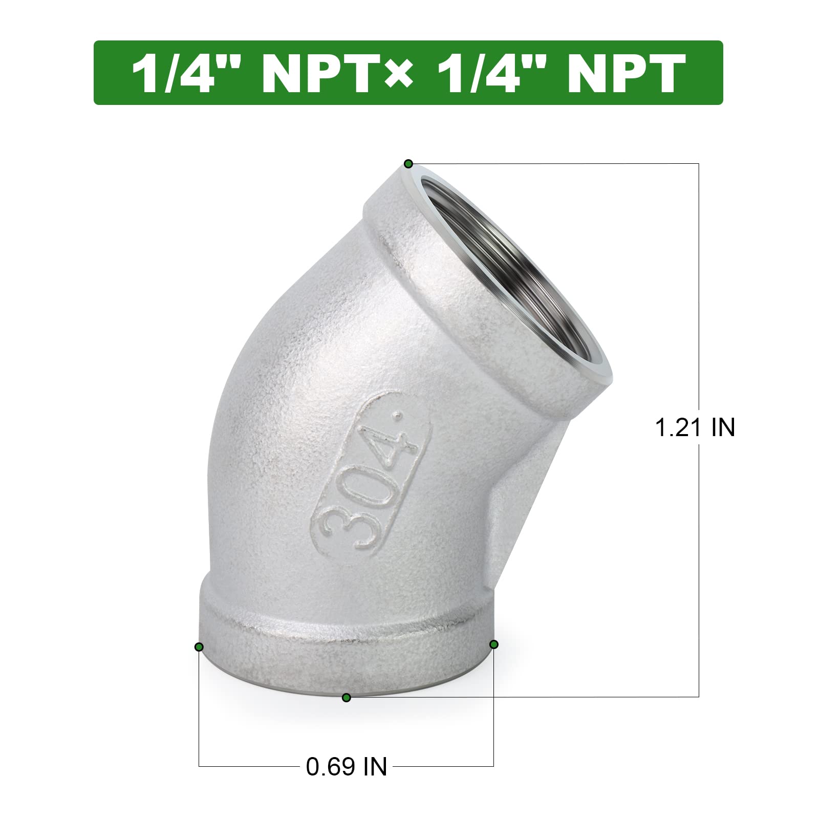 TAISHER 5-Pack Stainless Steel Pipe Fitting – 1/4" Male To 1/2" Female NPT Reducer Adapter - View #5