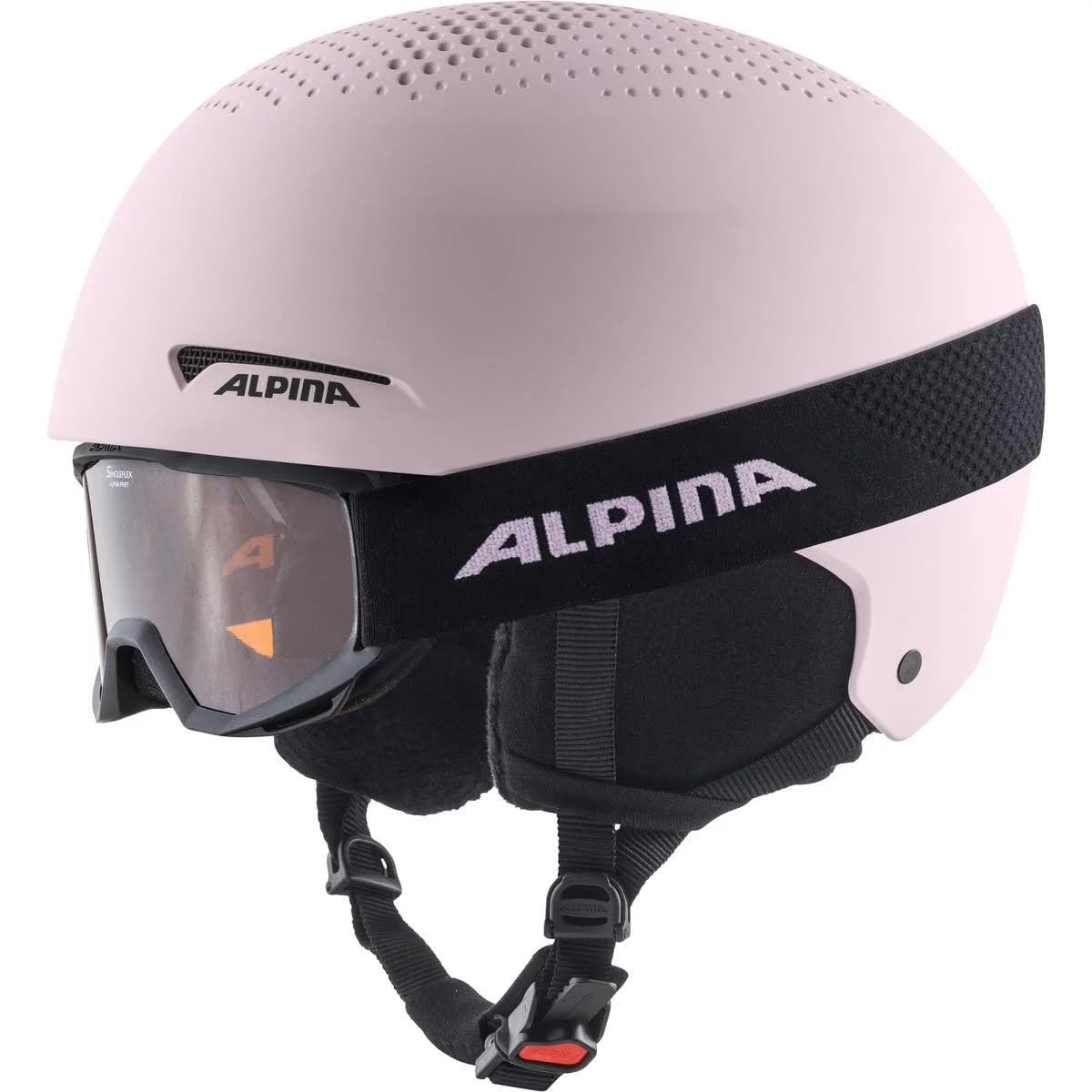ALPINA Unisex - Bambini, ZUPO SET (+PINEY) Casco da sci, light-rose matt, 48-52 cm