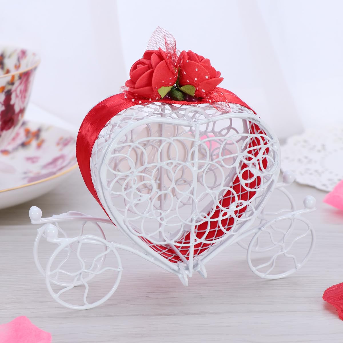 SEWACC 20 Piezas Cajas De Cajas Claras De Dulces Favores De Fiesta De Palomitas De Maíz De Dulces En Forma De Corazón Pequeño Contenedor De Dulces Rojo