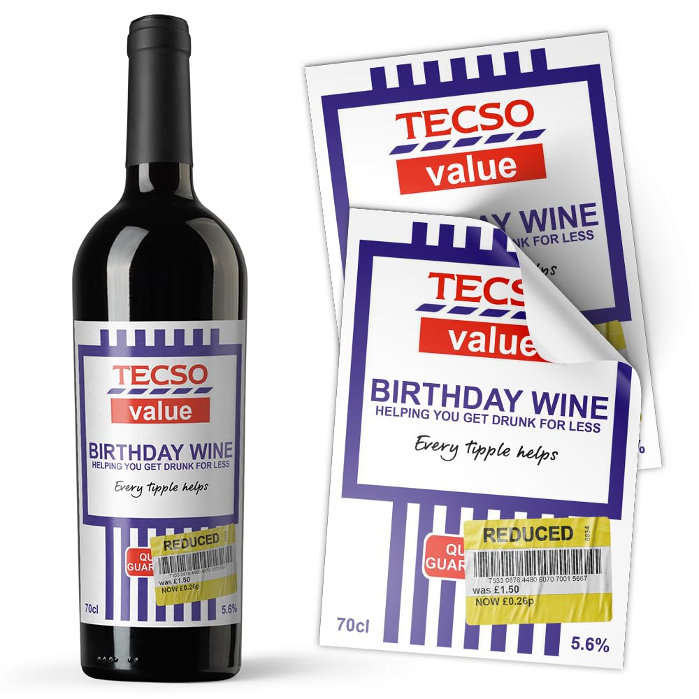 Panda Loco Red [3 Pack] Funny Wine Xmas Secret Santa Supermarket Budget Alcohol Bottle Gift Novelty Drinks Sticker Label (Birthday Wine [3 Pack])