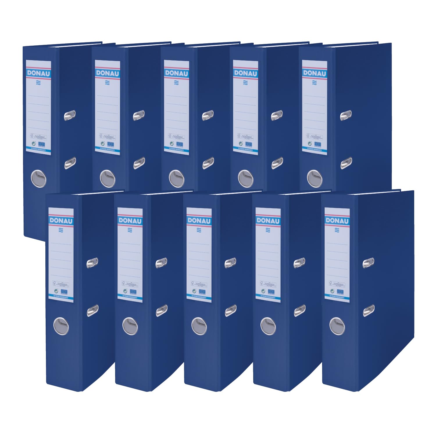 DONAU Master Binder Lever Arch File Folder FSC Slim Pack of 10 / DIN A4 / 7,5 cm / 10 Pieces/Blue/Plastic Cover PP/Cardboard Paper Slot Folder Office Folder File Folder Ring Binder