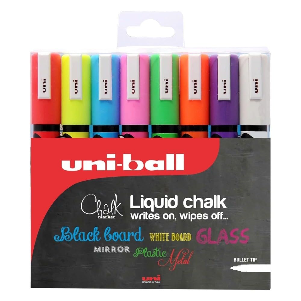 uni-ball Liquid Chalk Bullet Tip Pens, Assorted Colours (8-Pack)