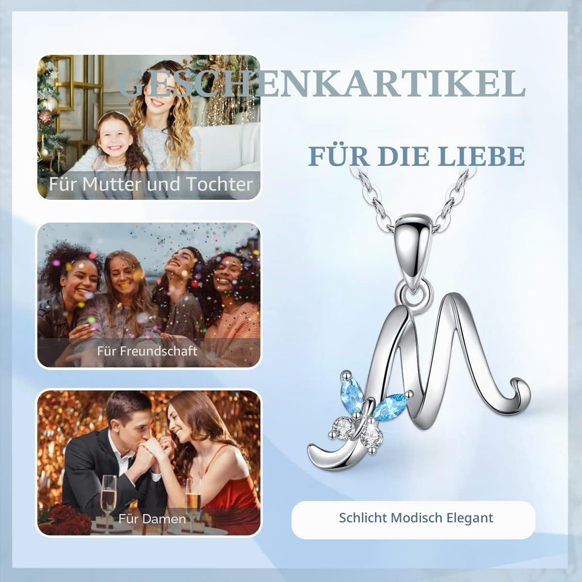 Kette mit Buchstaben Ketten für Damen Sterling Silber 925 Halskette mit Namen Alphabet Initialen Anhänger Schmuck für Frauen Damen Mutter Tochter Schwestern Oma Geschenk, 45CM