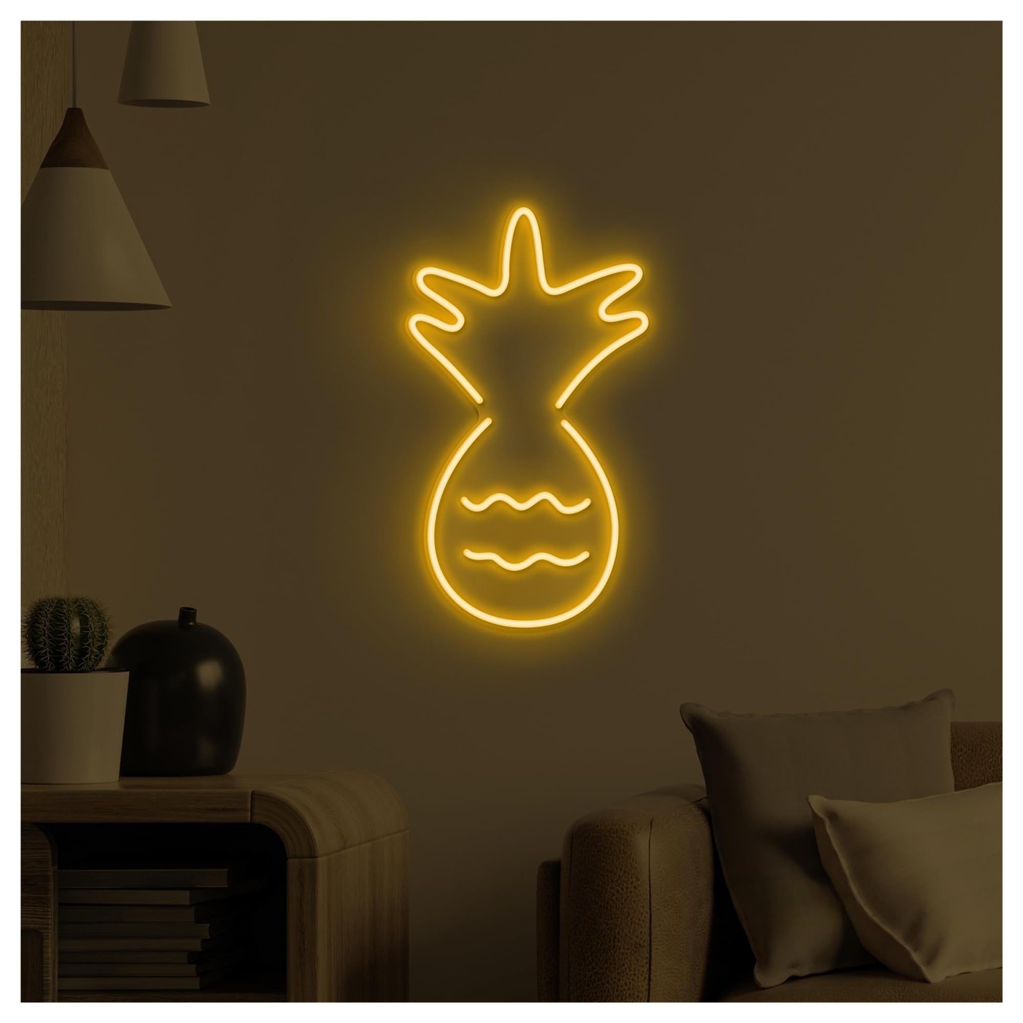 RONGCH Hanging Art Signs Pineapple Neon Sign Beach House Bar Cafe Wall Decor and Party Drink Art Room Bedroom Game Pet Store Birthday 40cm(Style B)