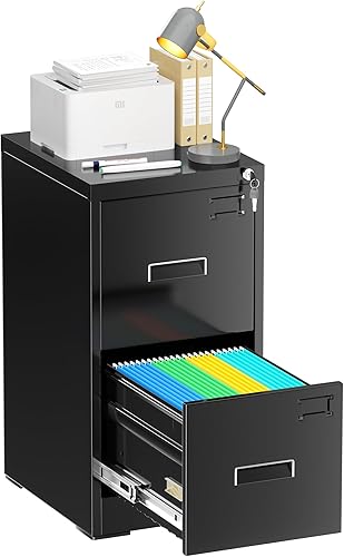 Miniatura 33 de Bonusall Archivador vertical con cerradura de 3 cajones de bloqueo vertical, archivador de oficina de metal, organizador horizontal con estante 10