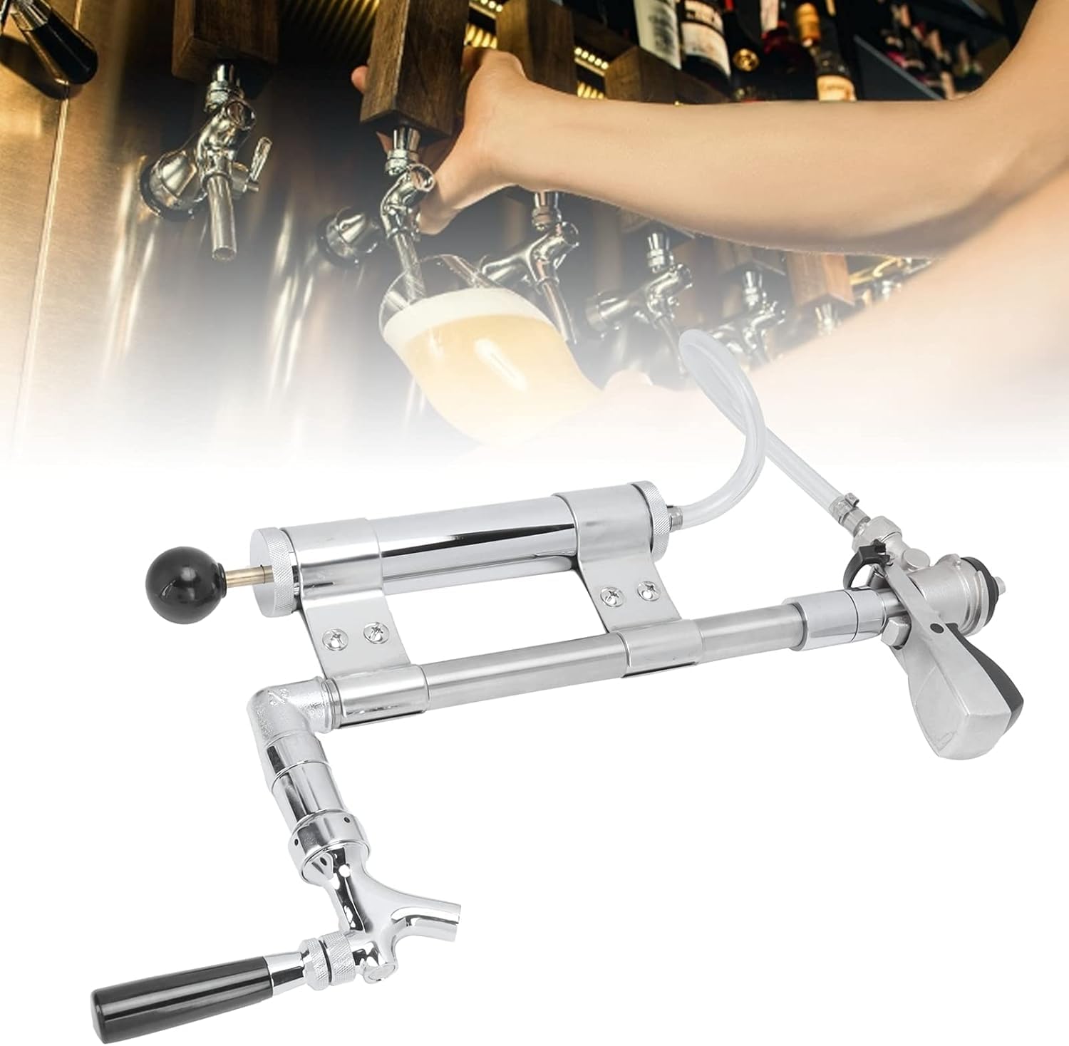G5/8 Heavy Duty Beer Keg Pump Kit 8inch Keg Tap Keg Pressurize Pump Kit with Dispenser Beer Faucet S~Type Coupler for Bars, Pubs, Restaurants, Hotels,Homes,Draft Beer Accessories(8in Type S)