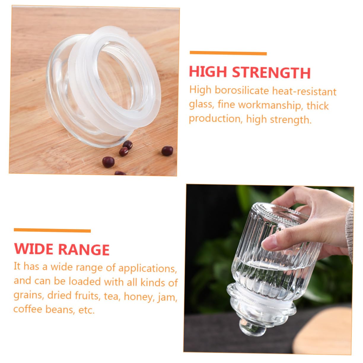 SECFOU 4 Stück Teiliges Glas Vorratsglas Transparent Multifunktionale Aufbewahrungsbehälter für Küche und Haushalt Luftdichte Lebensmittelbehälter für Gewürze Kaffee und Snacks