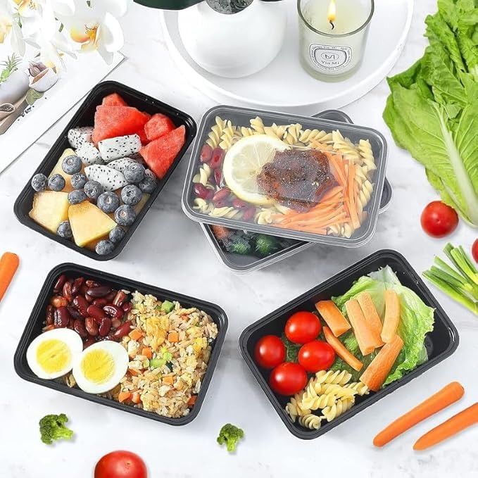 Image of Reusable Food Container with Lid 250ml - Pack of 25 Disposable Packing Box for Food | Round Plastic Parcel Box Fridge, Microwave Safe - Ideal for Food Delivery, Kitchen and Storage(250 ml)