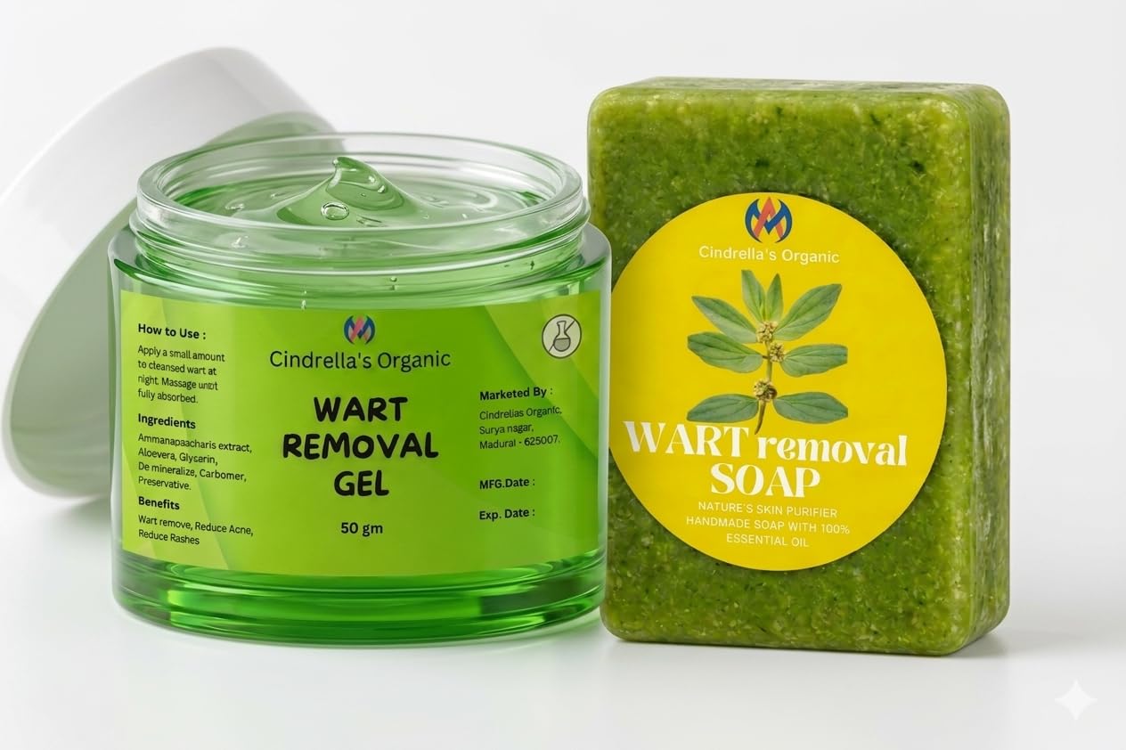 Cindrellas Organic Herbal Wart Removal Combo – Soap & Gel with Aloe Vera & Ammapacharisi Extract | Natural Wart Remover | Skin Clearing & Repair | Chemical-Free | Suitable for All Skin Types-image-19