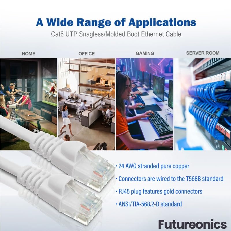 Cable Ethernet Cat 6 Blanco 5 pies Pack 20 miniatura 4